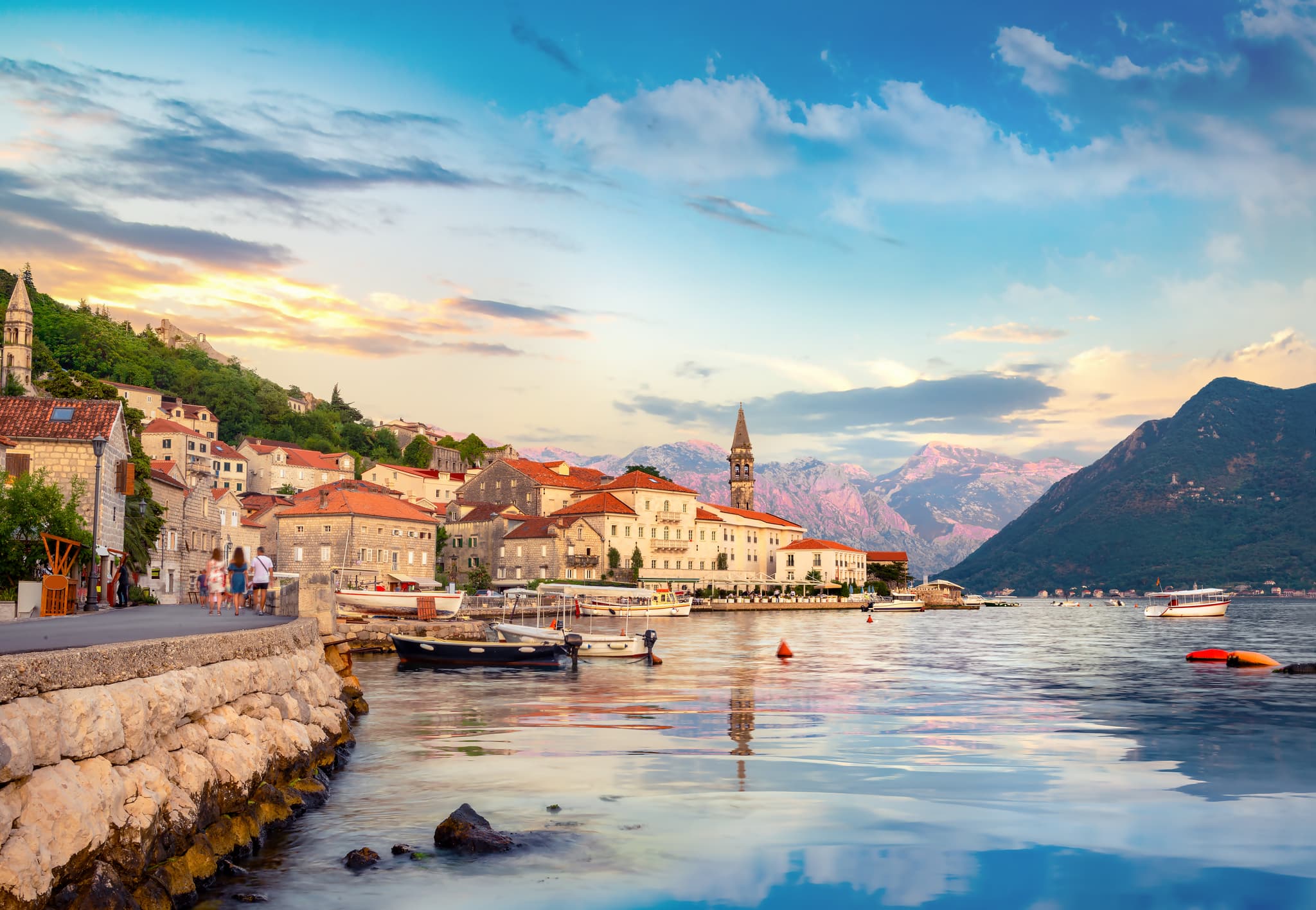 Perast at sunset - Trip Car Montenegro rent a car